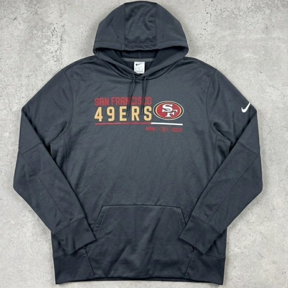 Nike San Francisco 49ers NFL Hoodie Mens XL Grey Pullover Therma-FIT Sweatshirt